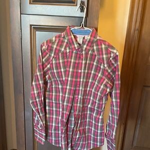 Tristan Pink and Green Plaid Button Down Shirt